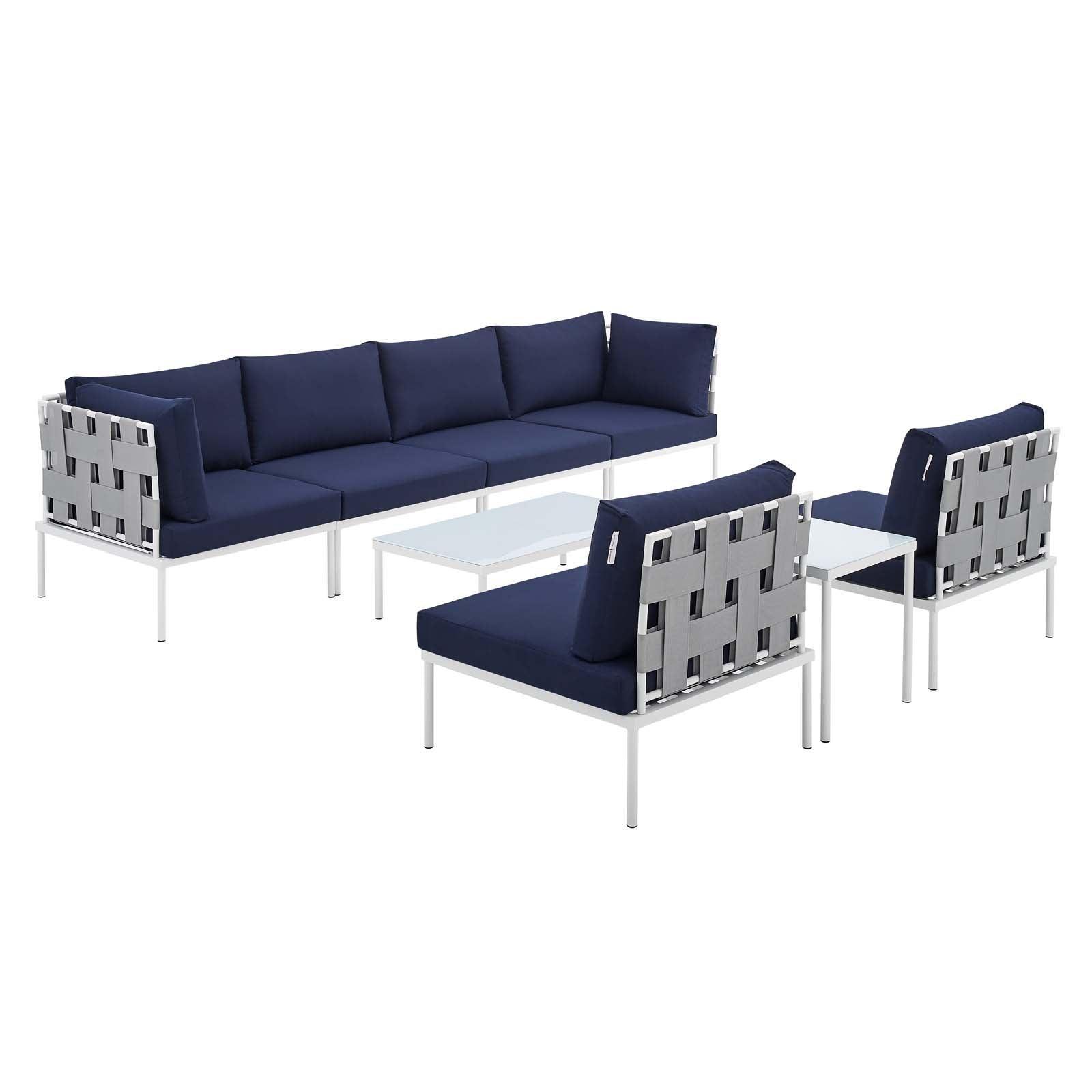 Harmony 8-Piece Sunbrella Outdoor Patio Aluminum Sectional Sofa Set, EEI-4945 FredCo