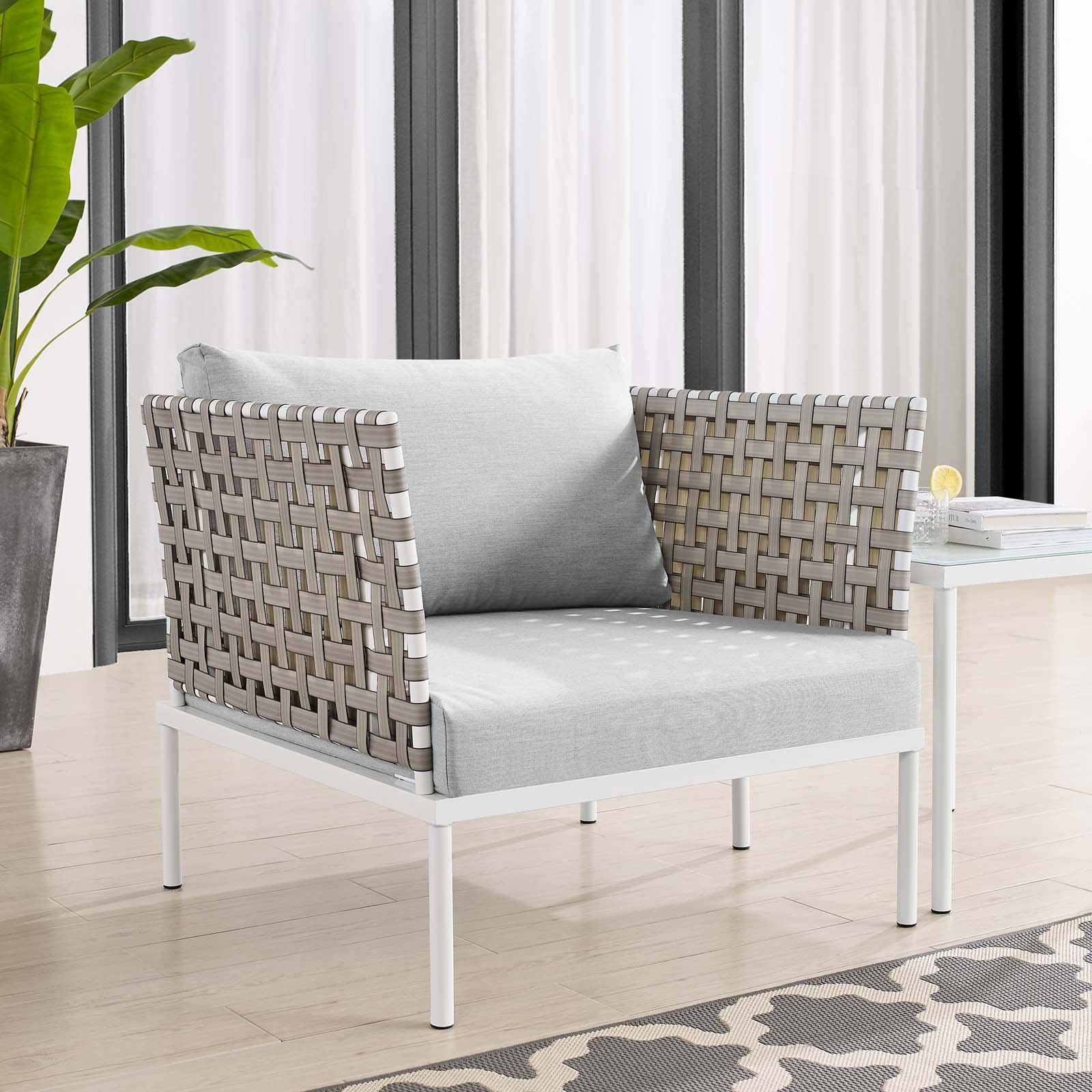 Harmony Sunbrella Basket Weave Outdoor Patio Aluminum Armchair, EEI-4954 FredCo