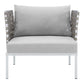 Harmony Sunbrella Basket Weave Outdoor Patio Aluminum Armchair, EEI-4954 FredCo