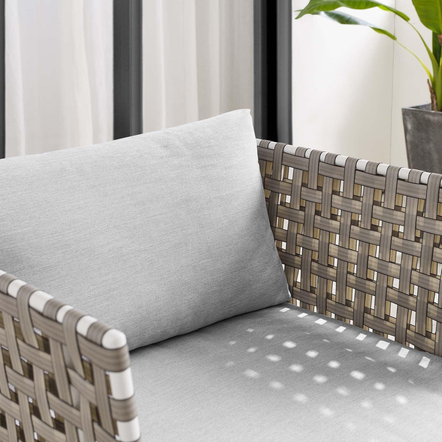 Harmony Sunbrella Basket Weave Outdoor Patio Aluminum Armchair, EEI-4954 FredCo