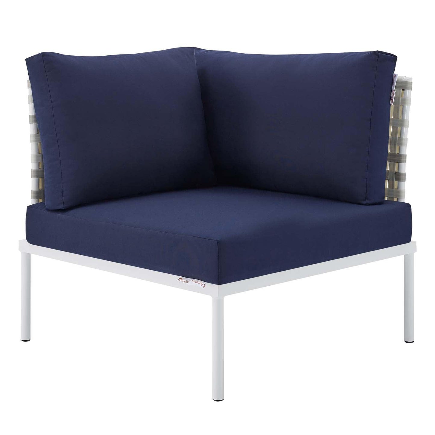Harmony Sunbrella Basket Weave Outdoor Patio Aluminum Corner Chair, EEI-4537 FredCo