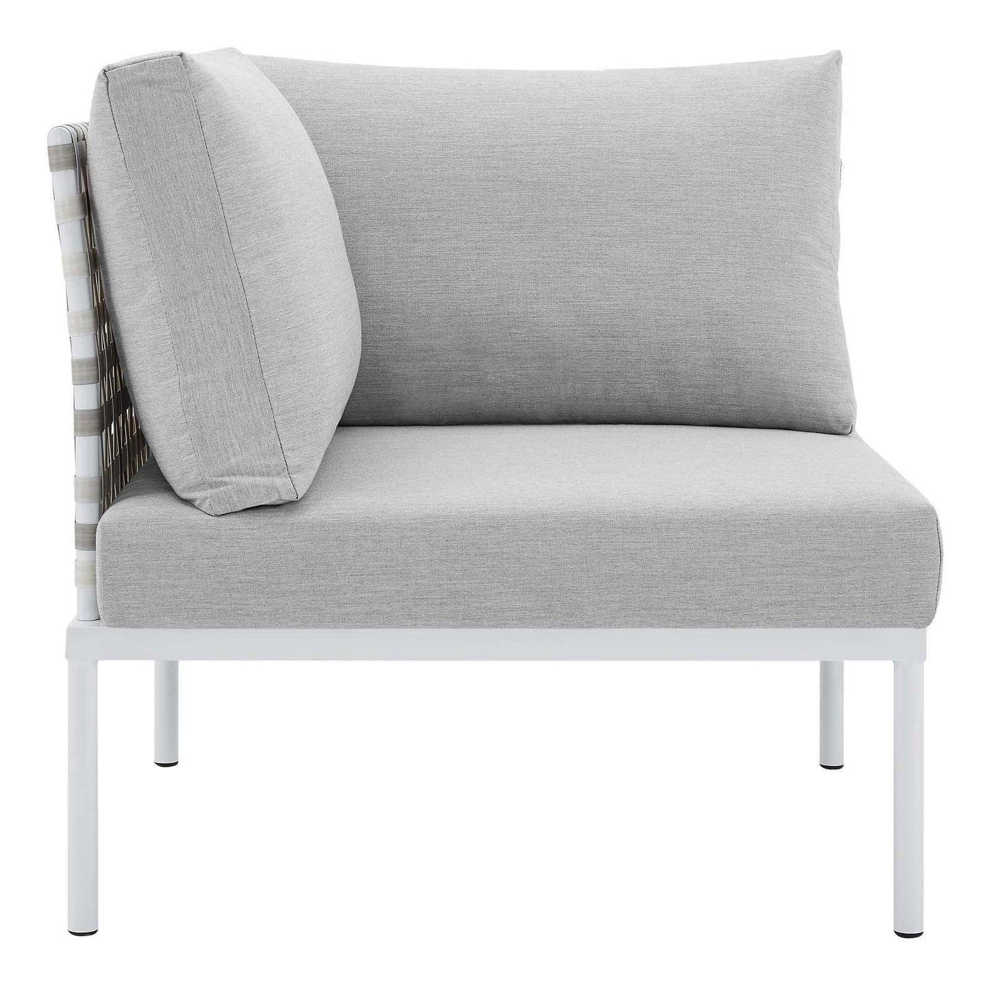 Harmony Sunbrella Basket Weave Outdoor Patio Aluminum Corner Chair, EEI-4537 FredCo