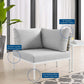 Harmony Sunbrella Basket Weave Outdoor Patio Aluminum Corner Chair, EEI-4537 FredCo