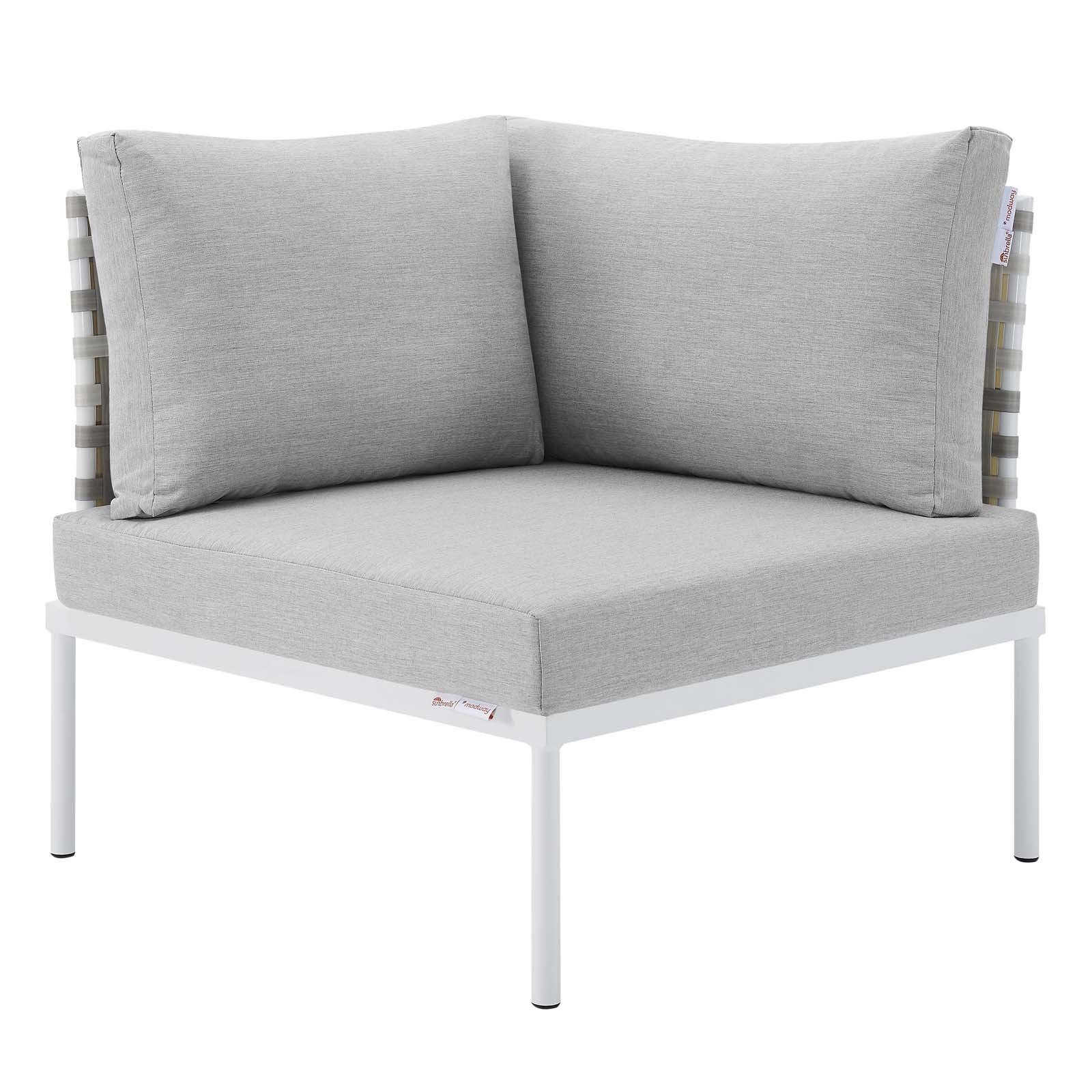 Harmony Sunbrella Basket Weave Outdoor Patio Aluminum Corner Chair, EEI-4537 FredCo