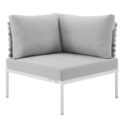 Harmony Sunbrella Basket Weave Outdoor Patio Aluminum Corner Chair, EEI-4537 FredCo
