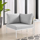 Harmony Sunbrella Basket Weave Outdoor Patio Aluminum Corner Chair, EEI-4537 FredCo