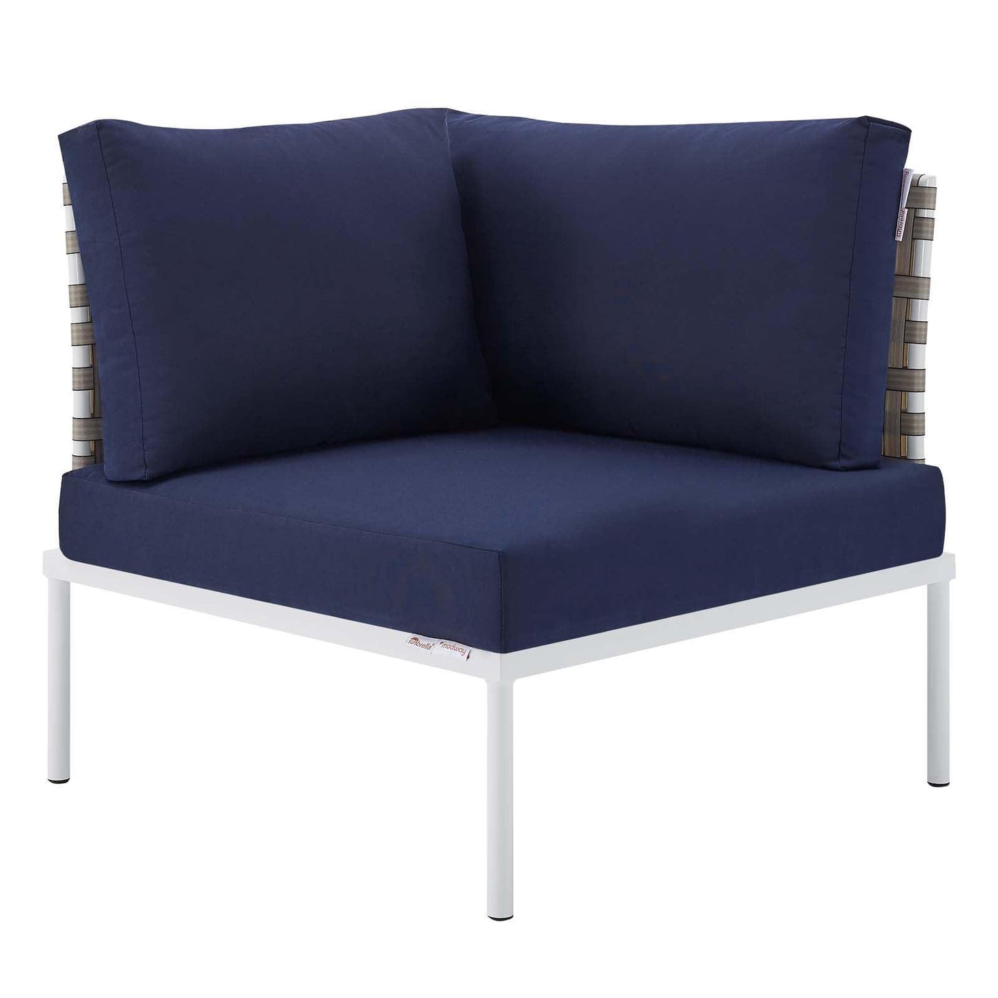 Harmony Sunbrella Basket Weave Outdoor Patio Aluminum Corner Chair, EEI-4538 FredCo