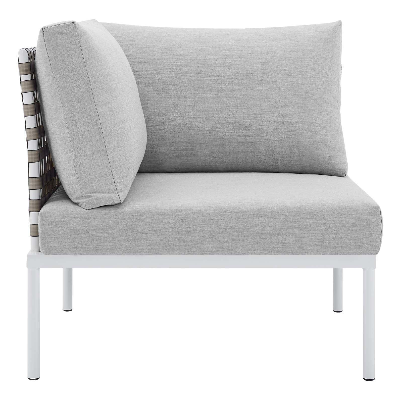 Harmony Sunbrella Basket Weave Outdoor Patio Aluminum Corner Chair, EEI-4538 FredCo