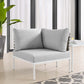 Harmony Sunbrella Basket Weave Outdoor Patio Aluminum Corner Chair, EEI-4538 FredCo