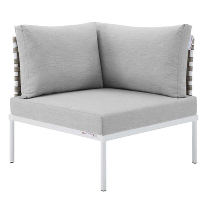 Harmony Sunbrella Basket Weave Outdoor Patio Aluminum Corner Chair, EEI-4538 FredCo