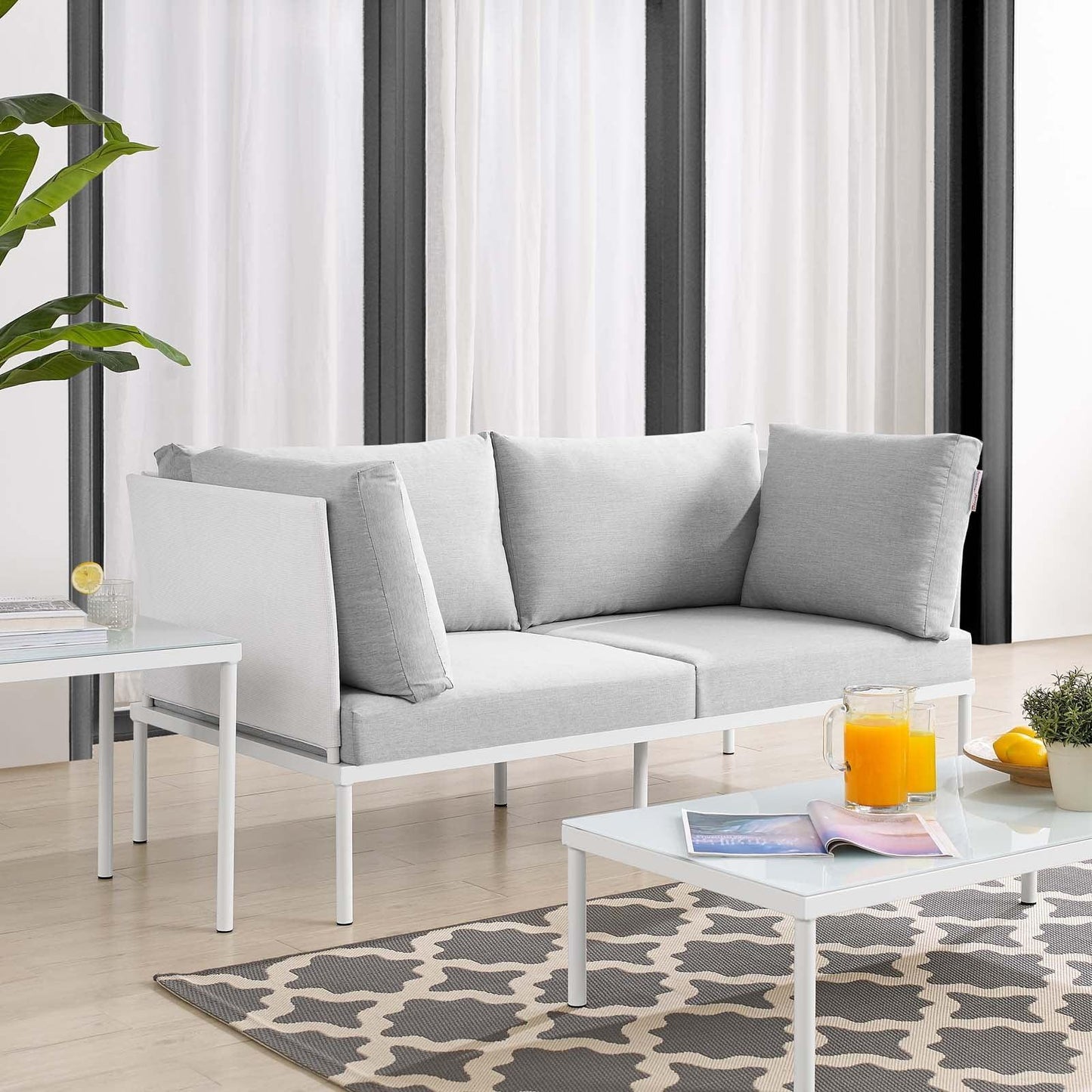 Harmony Sunbrella Outdoor Patio Aluminum Loveseat, EEI-4963 FredCo