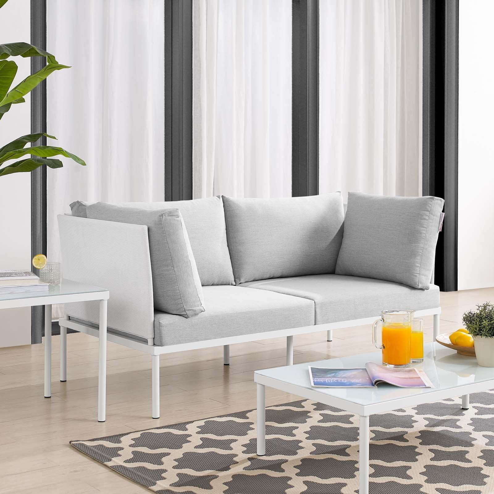 Harmony Sunbrella Outdoor Patio Aluminum Loveseat, EEI-4963 FredCo