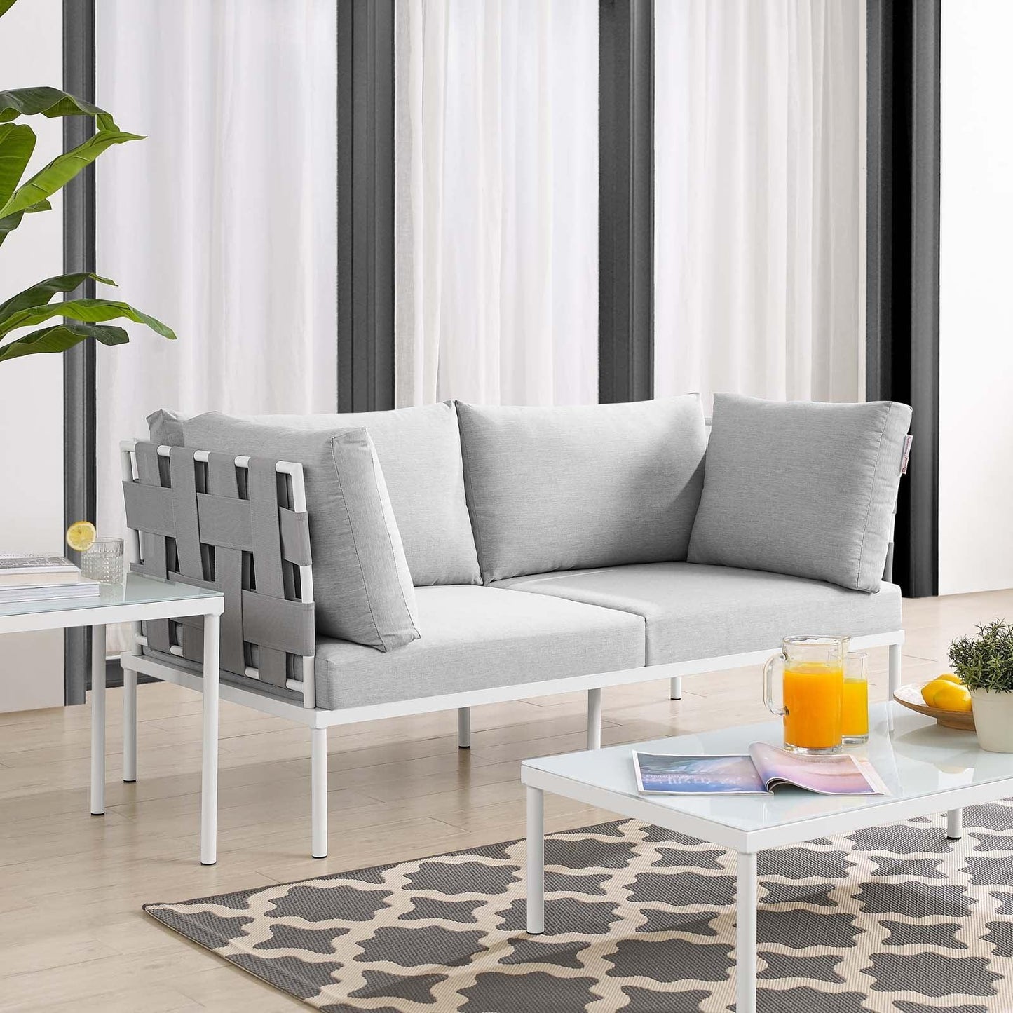 Harmony Sunbrella Outdoor Patio Aluminum Loveseat, EEI-4964 FredCo