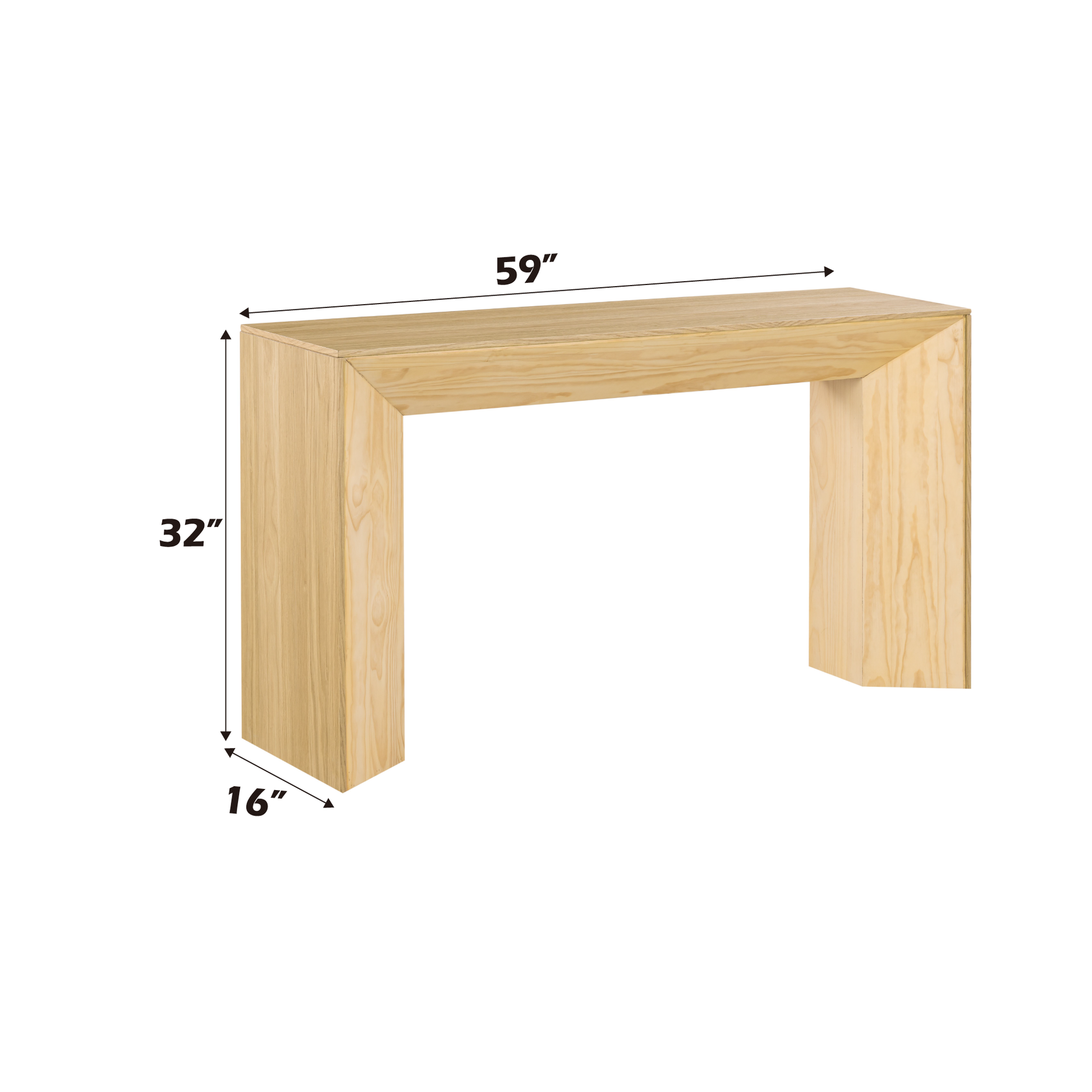 Harold Natural Oak Finish Sofa Table FredCo