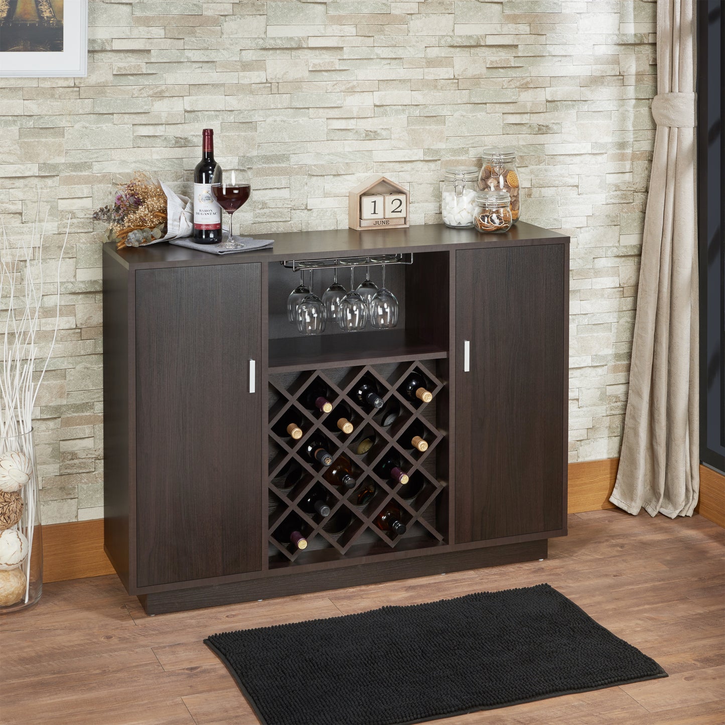 Hazen Espresso Finish Wine Cabinet FredCo