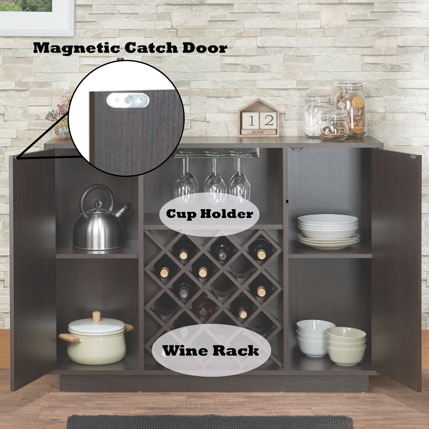 Hazen Espresso Finish Wine Cabinet FredCo