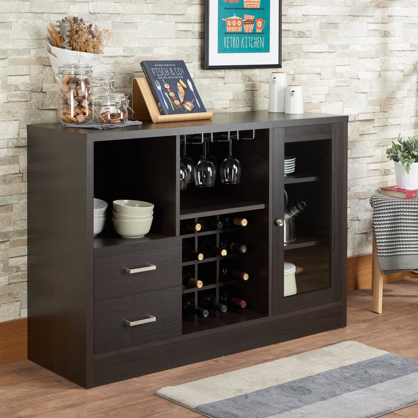 Hazen Espresso Finish Wine Cabinet III FredCo
