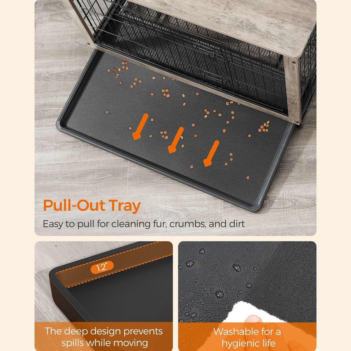 Heavy-Duty Dog Crate Furniture Greige FredCo