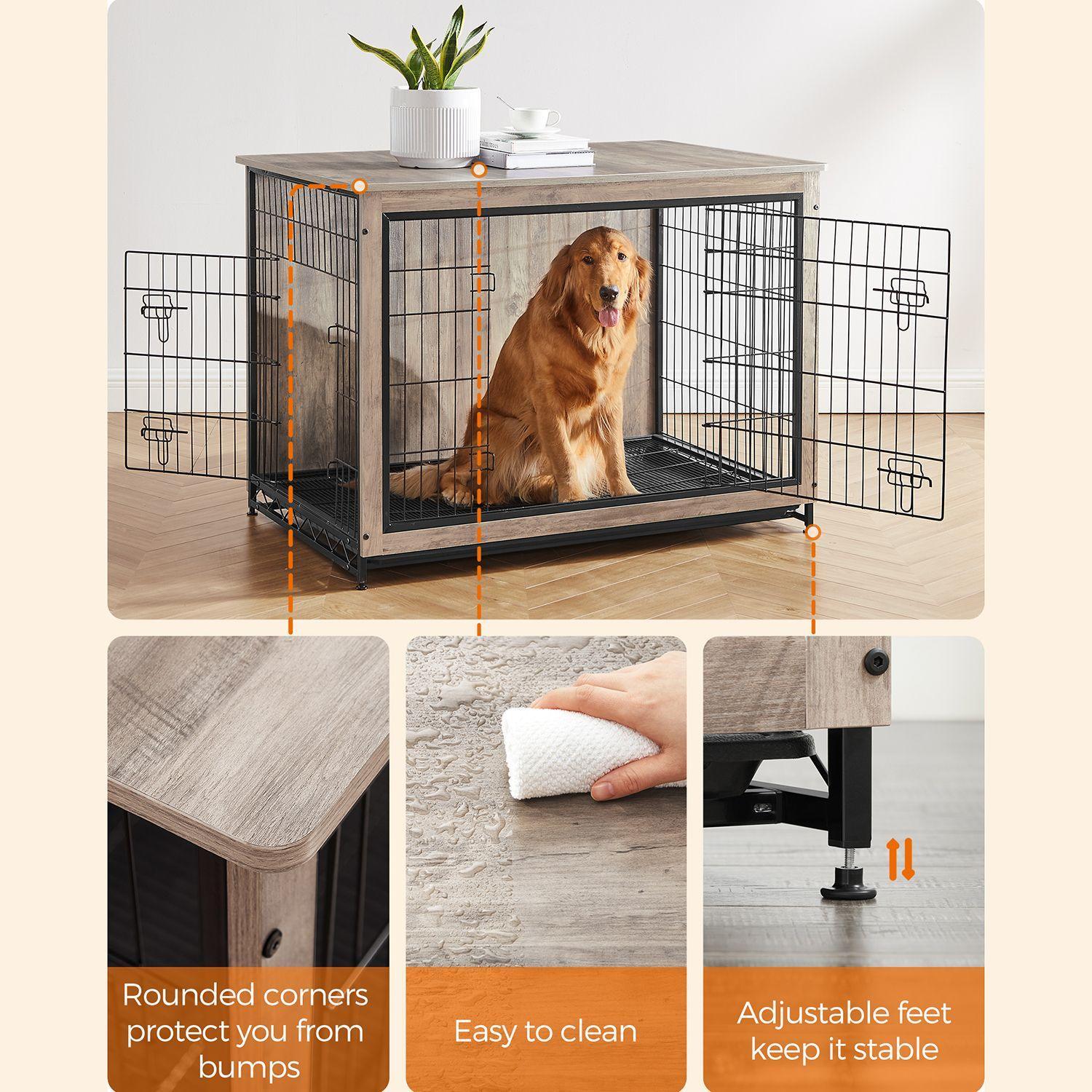 Heavy-Duty Dog Crate Furniture Greige FredCo