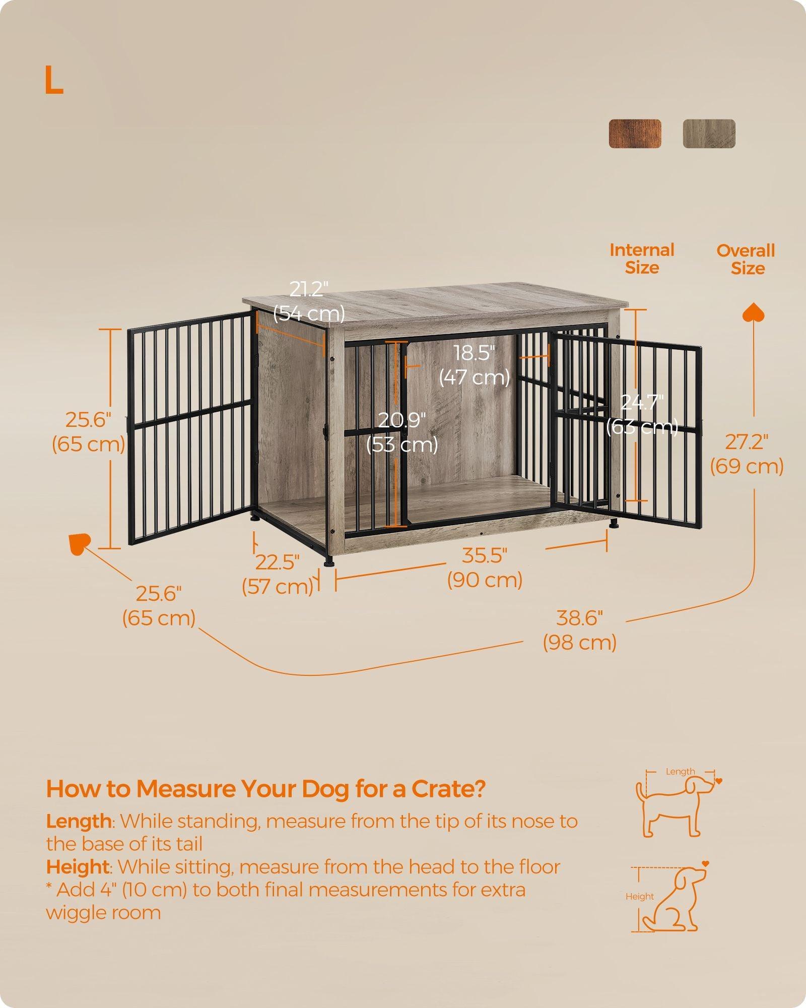 Heavy-Duty Dog Crate Furniture Heather Greige FredCo
