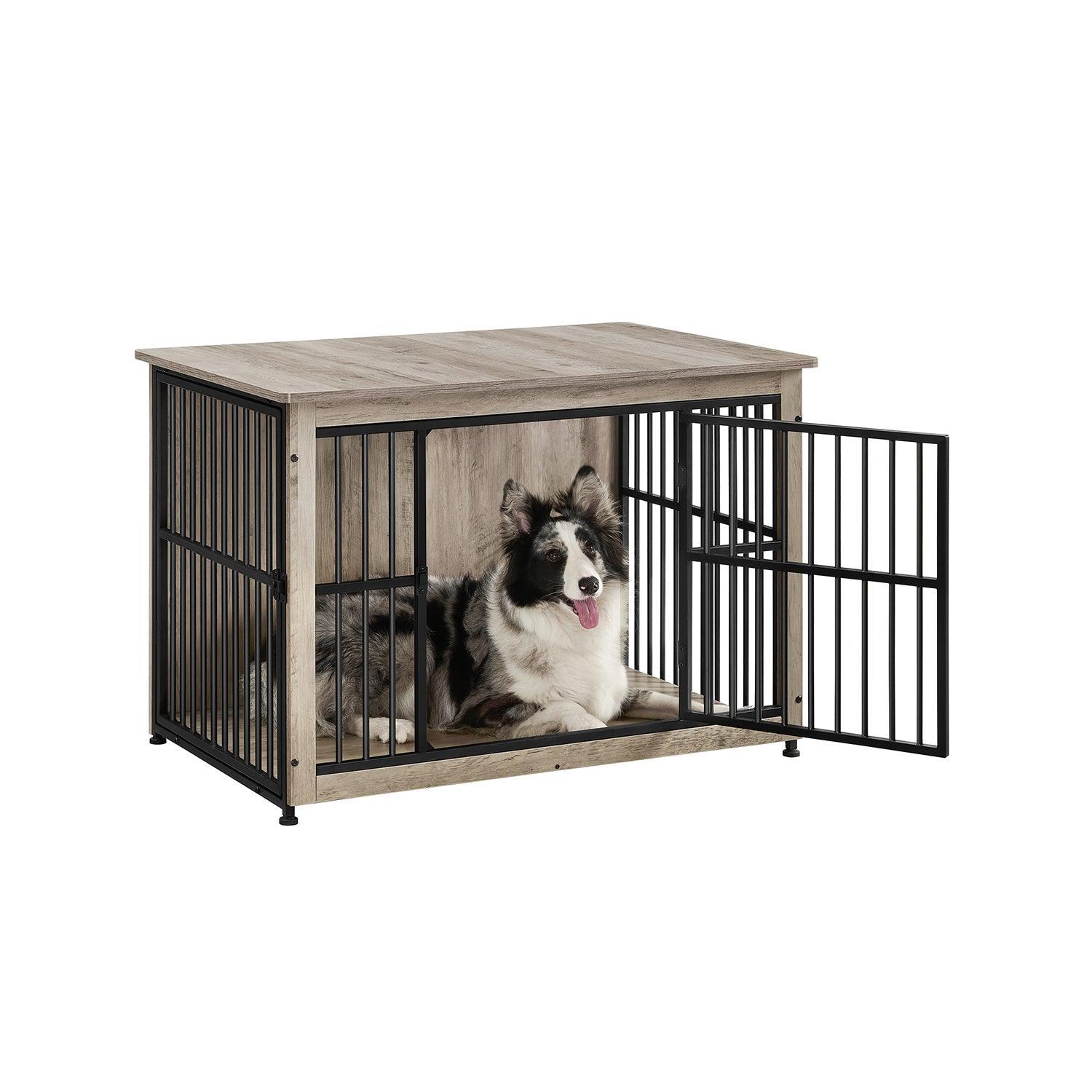Heavy-Duty Dog Crate Furniture Heather Greige FredCo