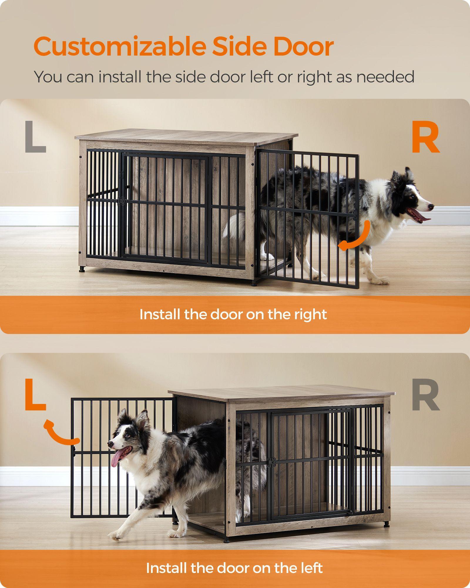 Heavy-Duty Dog Crate Furniture Heather Greige FredCo