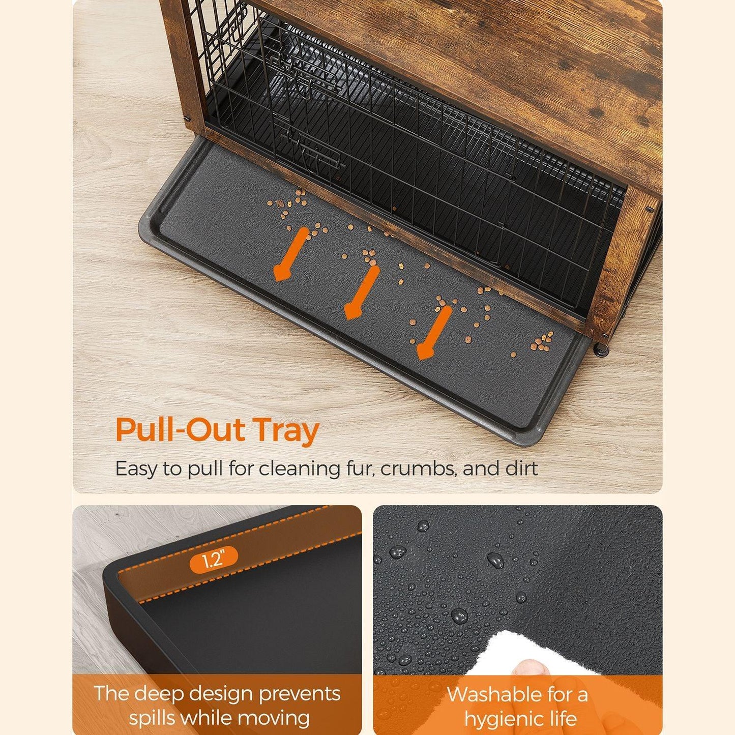 Heavy-Duty Dog Crate Furniture Rustic Brown FredCo