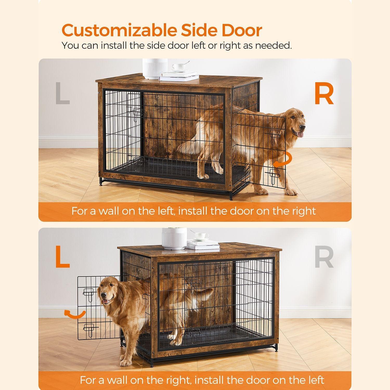 Heavy-Duty Dog Crate Furniture Rustic Brown FredCo