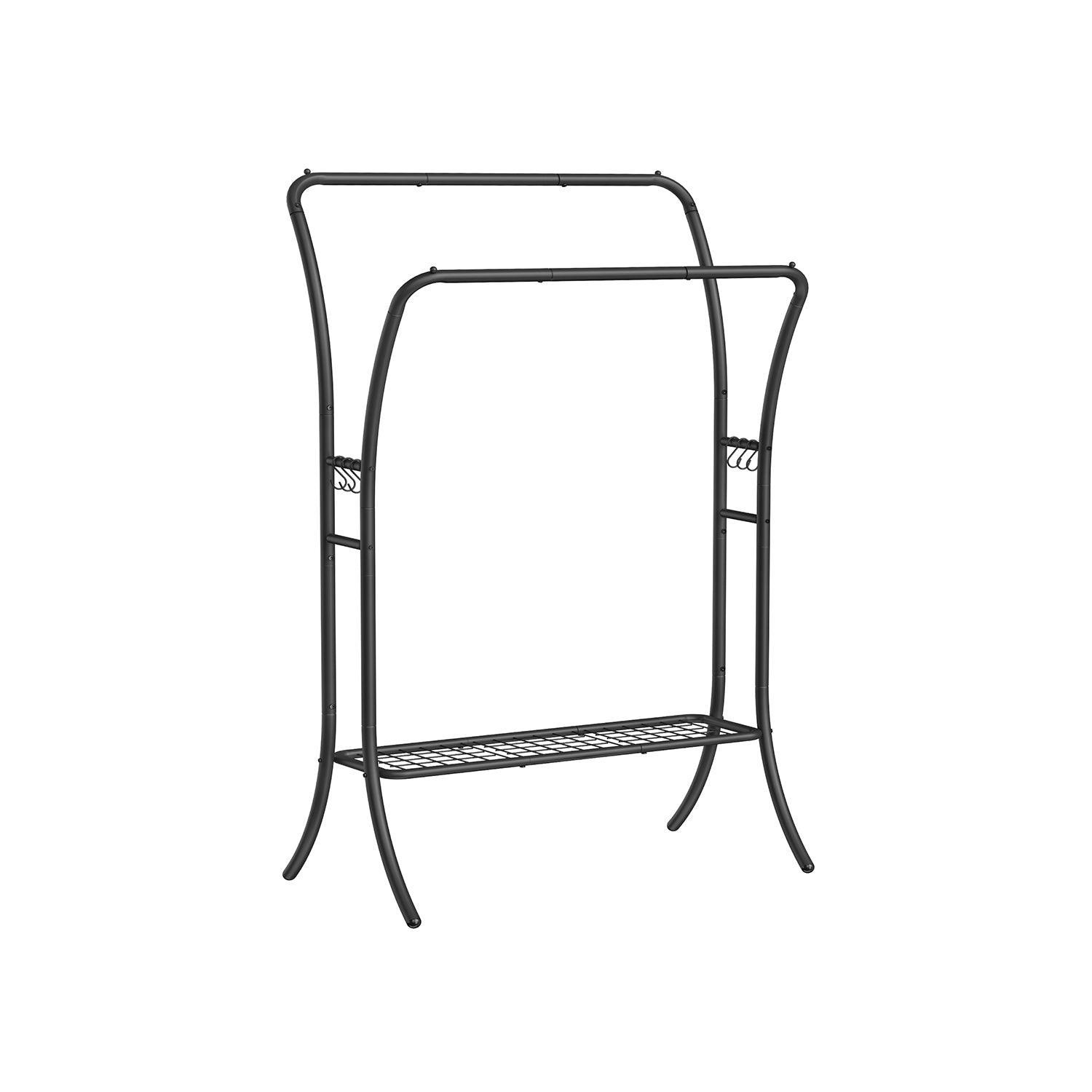 Heavy-Duty Double-Rod Clothes Rack Ink Black FredCo