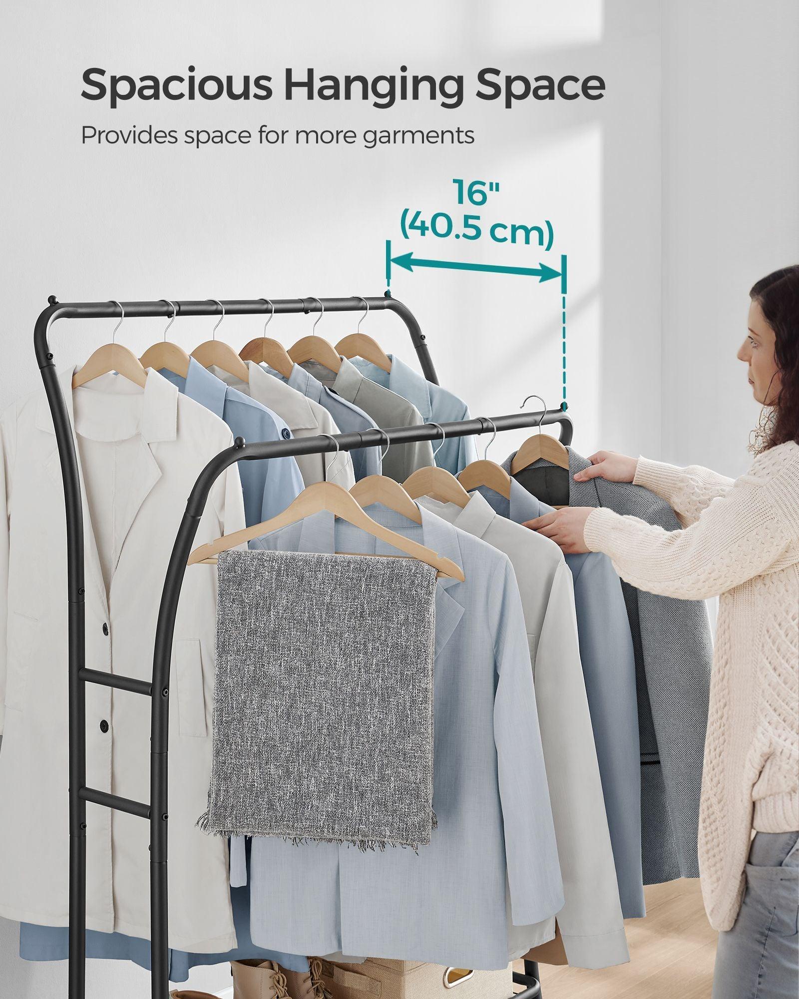 Heavy-Duty Double-Rod Clothes Rack Ink Black FredCo
