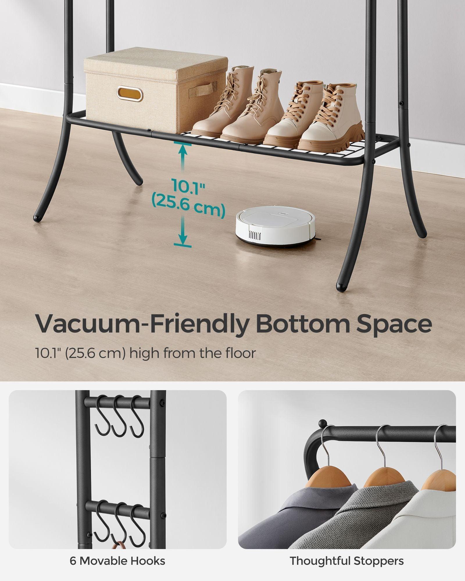 Heavy-Duty Double-Rod Clothes Rack Ink Black FredCo