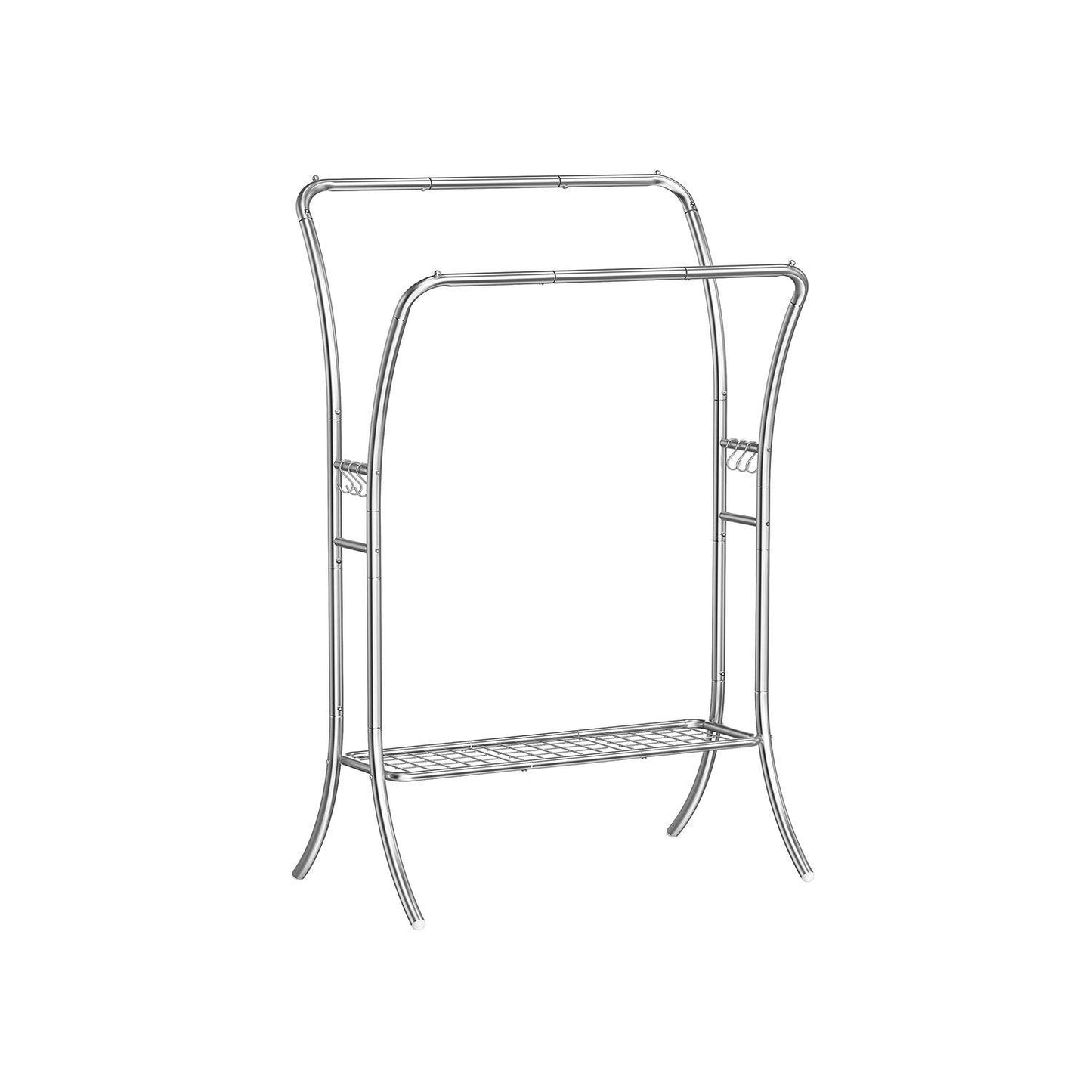 Heavy-Duty Double-Rod Clothes Rack Silver FredCo