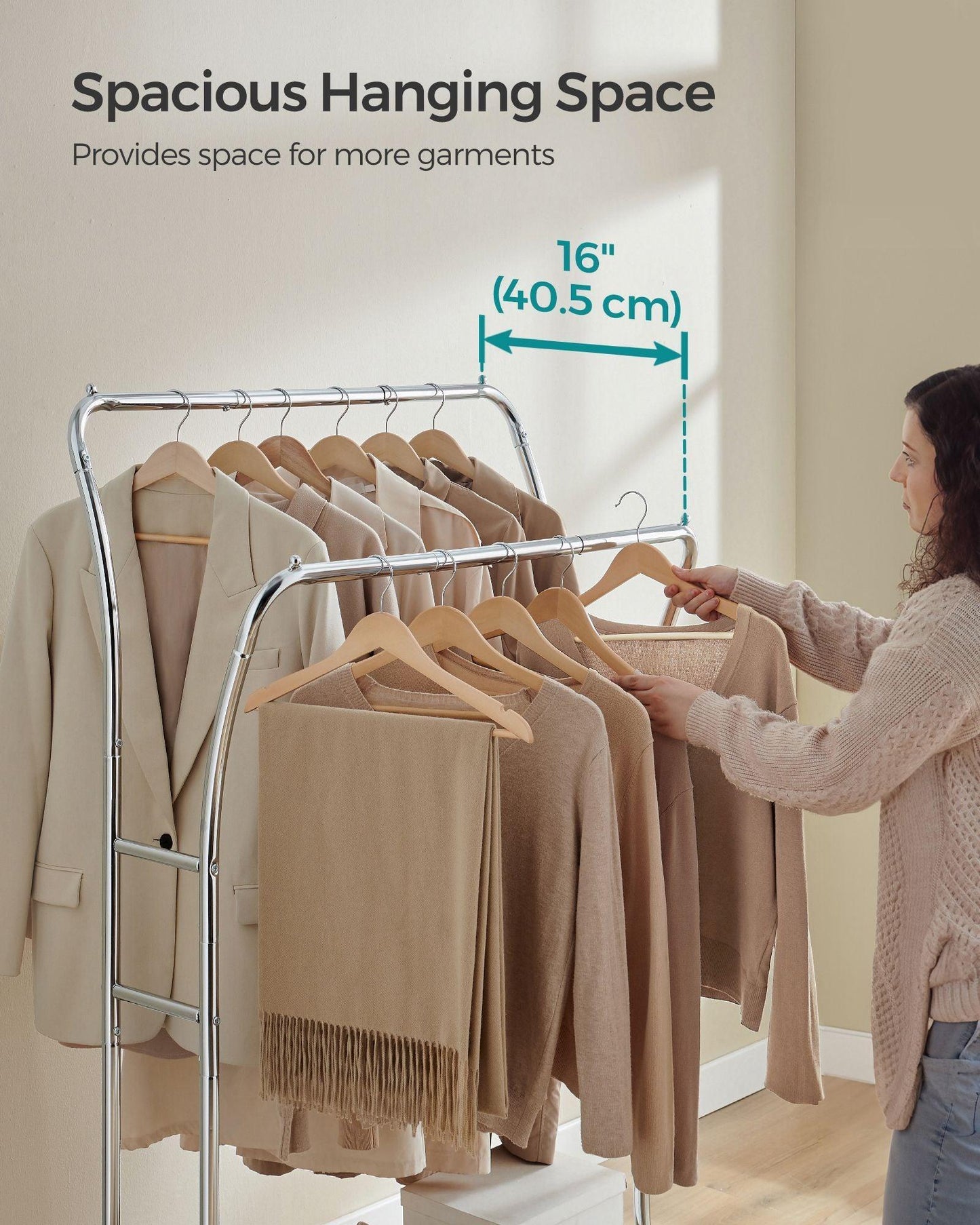 Heavy-Duty Double-Rod Clothes Rack Silver FredCo