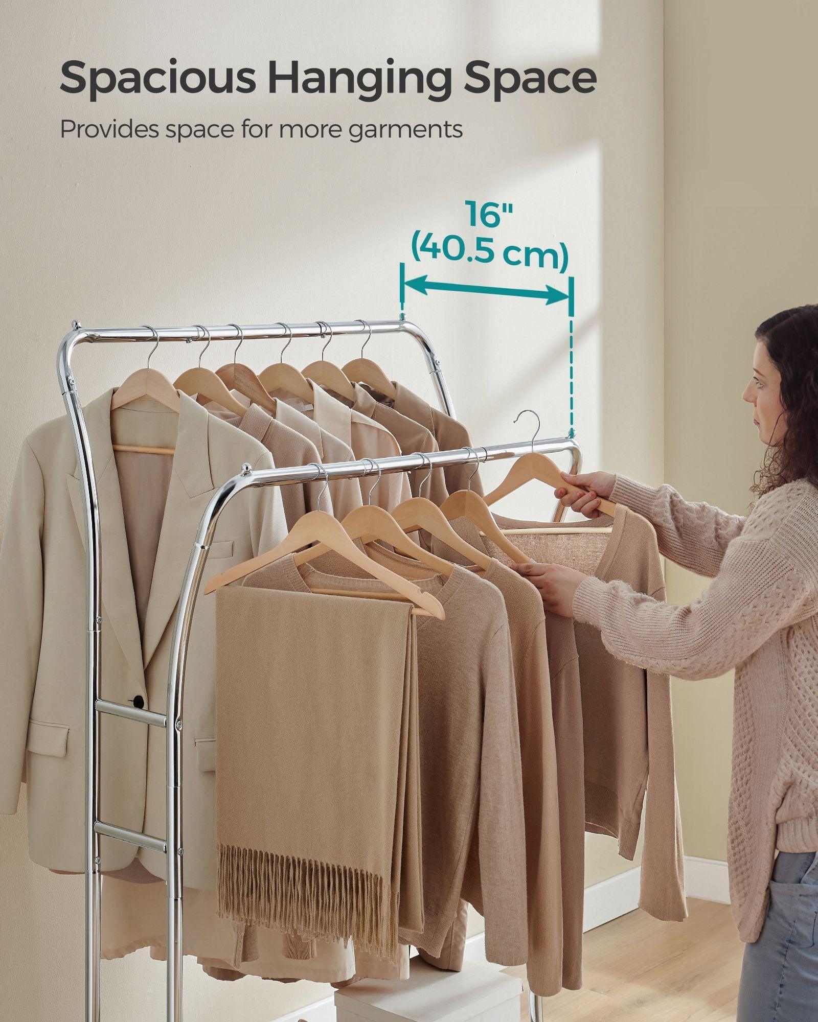 Heavy-Duty Double-Rod Clothes Rack Silver FredCo