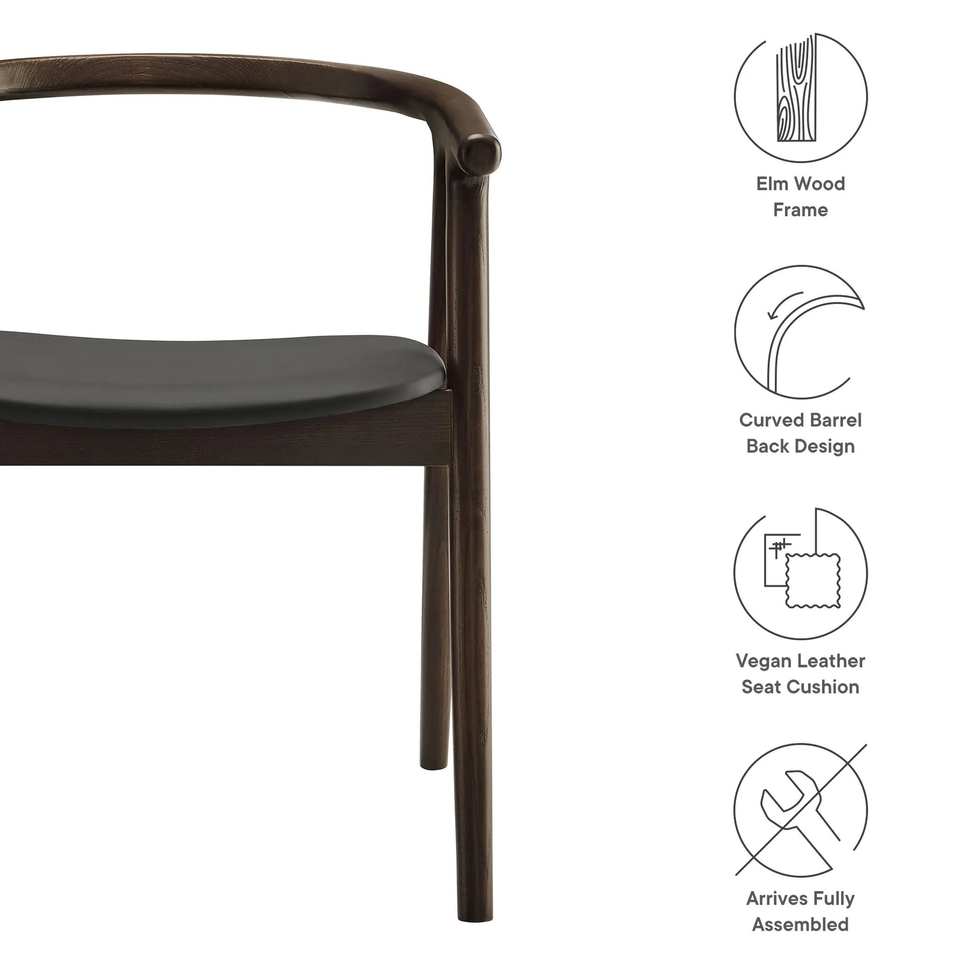 Henry Vegan Leather and Wood Dining Chair by Modway EEI-7291 FredCo