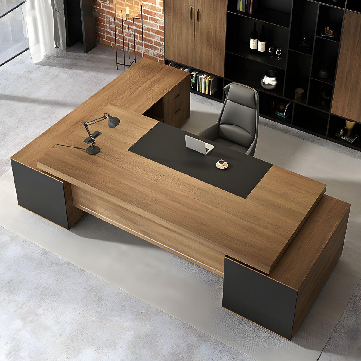 High Quality Luxury Executive Office Desk Brown, Right Side FredCo