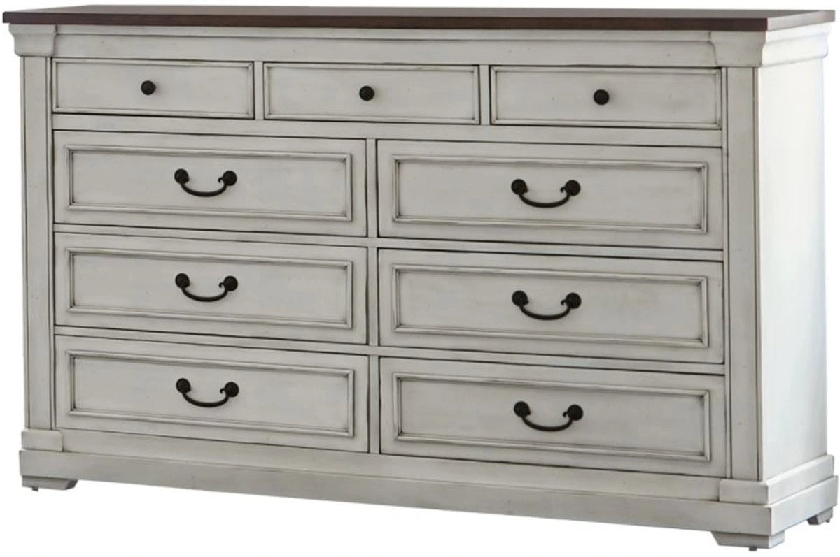 Hillcrest 5-piece Queen Panel Bedroom Set White and Dark Rum Coaster FredCo