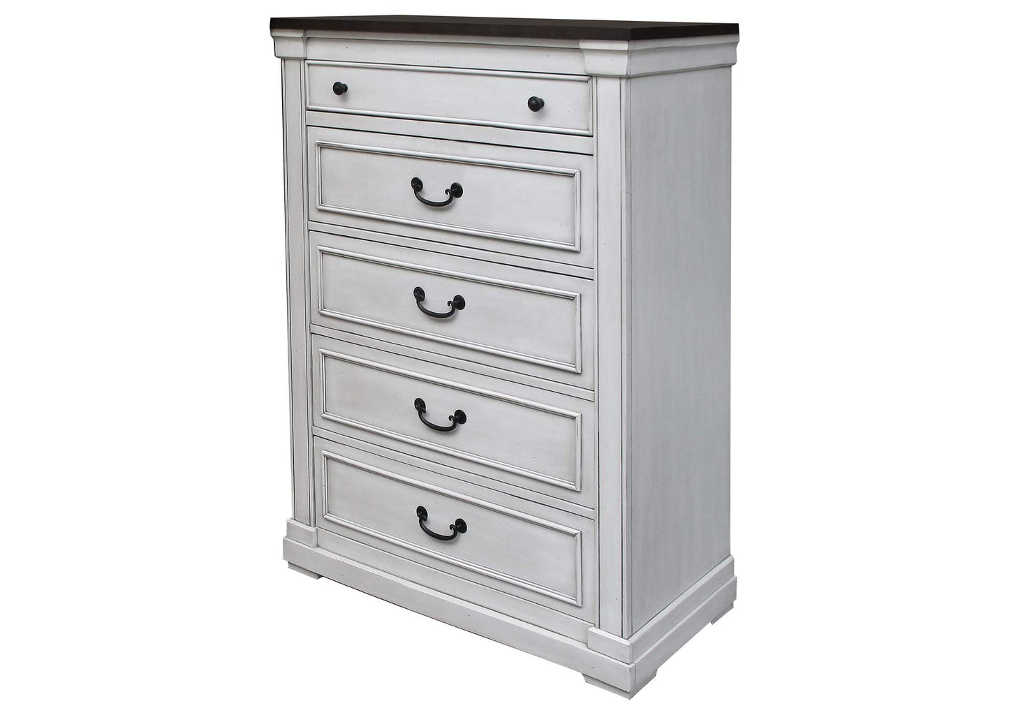 Hillcrest 5-piece Queen Panel Bedroom Set White and Dark Rum Coaster FredCo