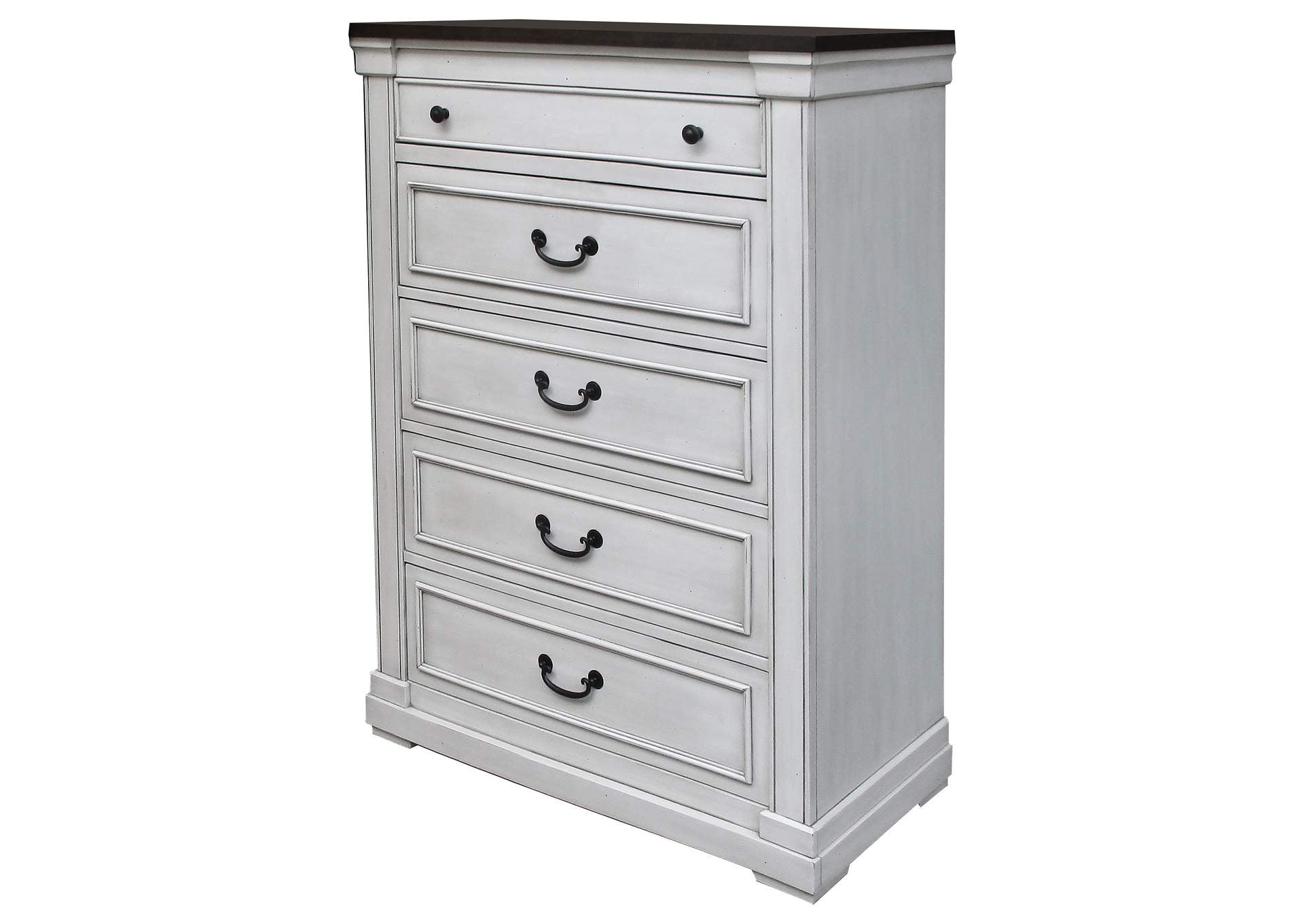 Hillcrest 5-piece Queen Panel Bedroom Set White and Dark Rum Coaster FredCo