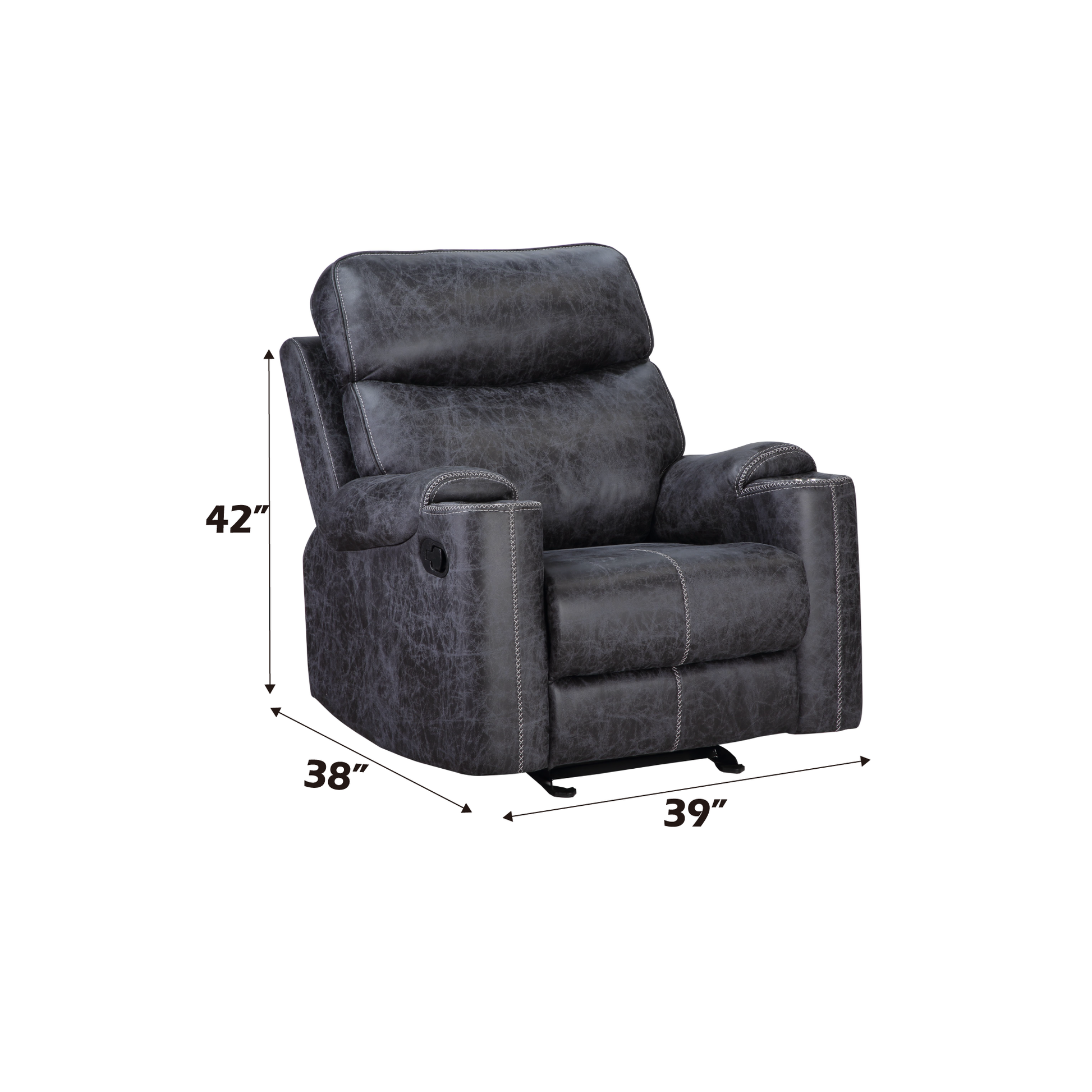 Hirah Dark Gray Microfiber Manual Recliner Chair with Cupholder Function FredCo