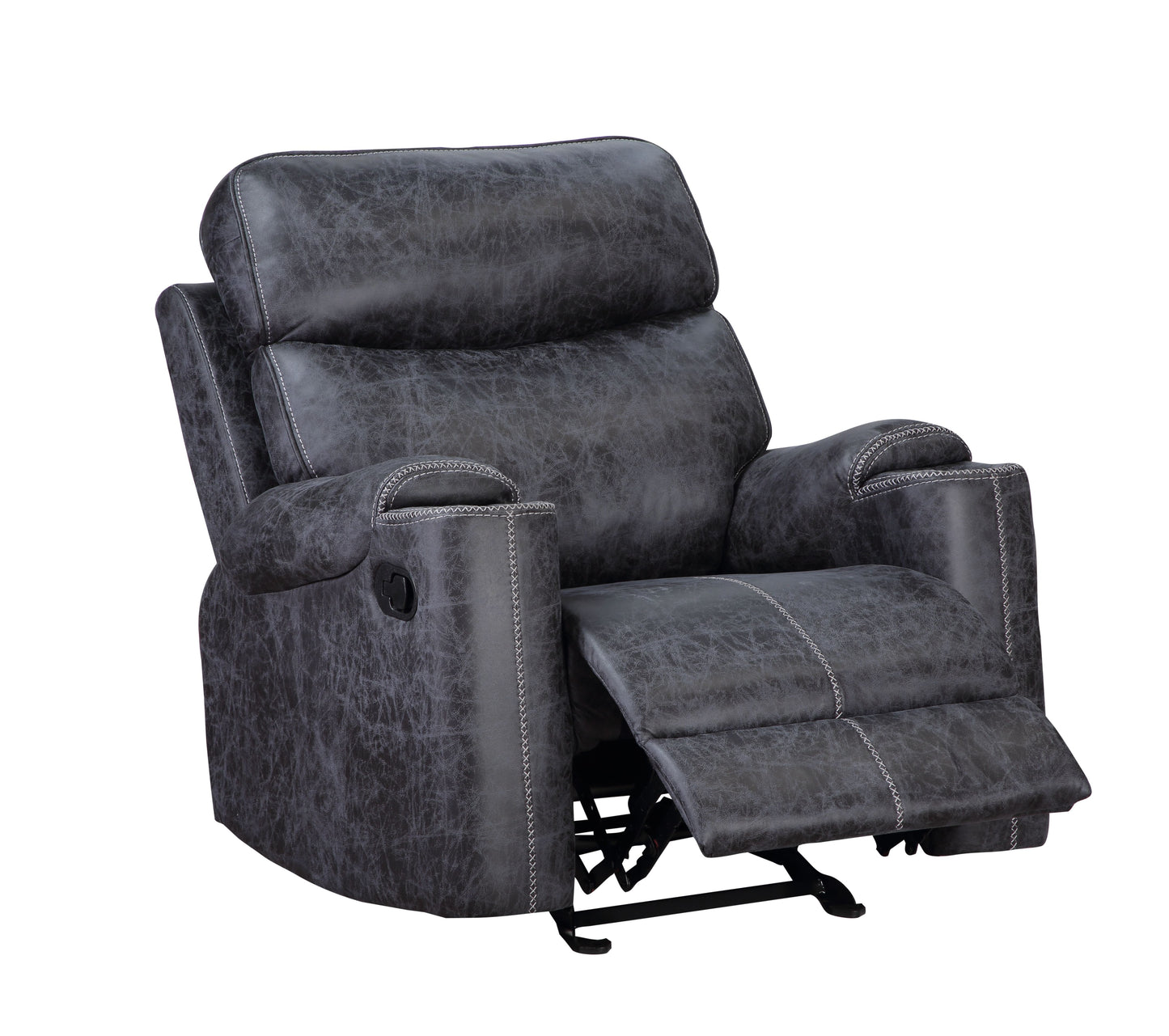 Hirah Dark Gray Microfiber Manual Recliner Chair with Cupholder Function FredCo