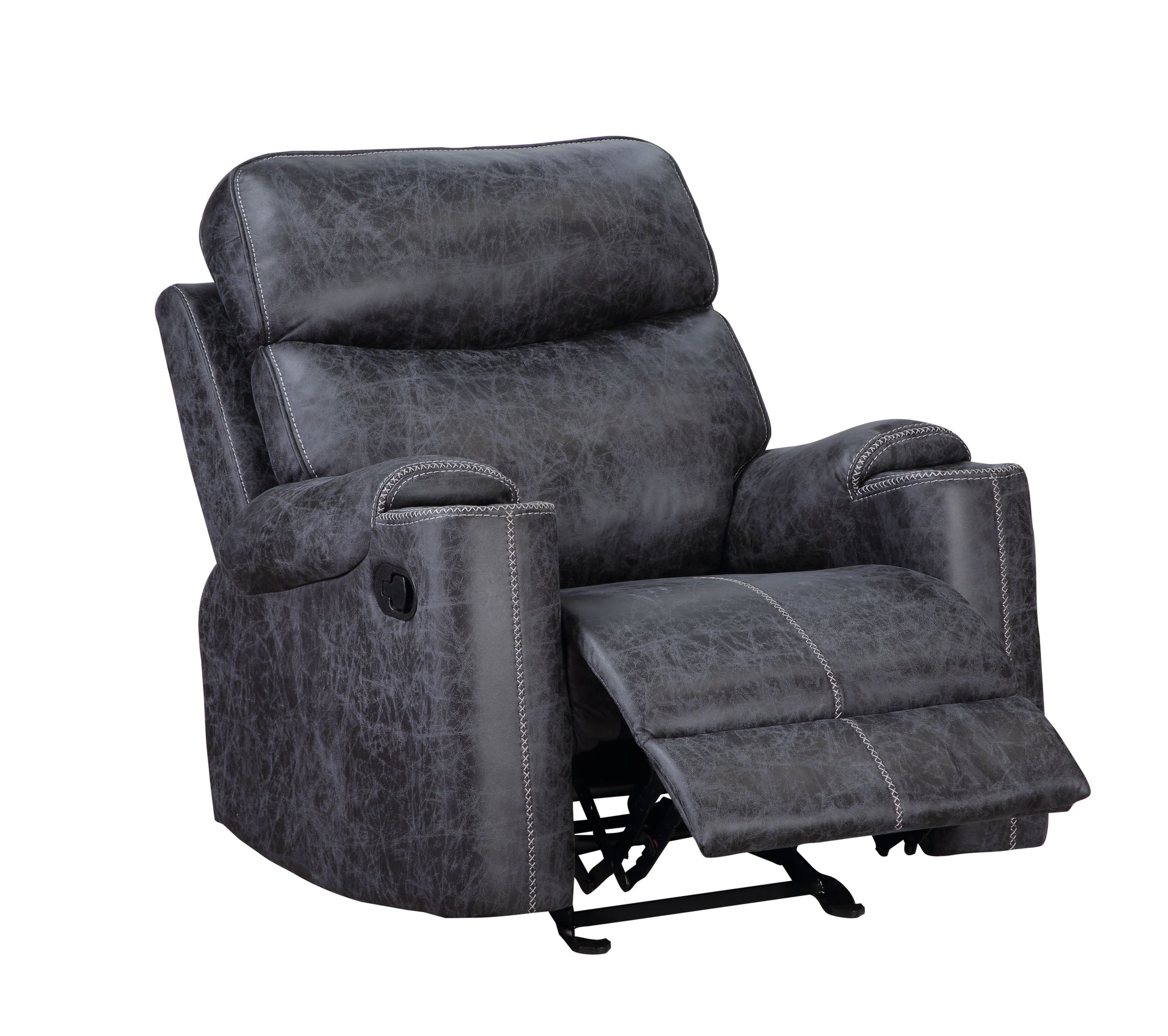 Hirah Dark Gray Microfiber Manual Recliner Chair with Cupholder Function FredCo