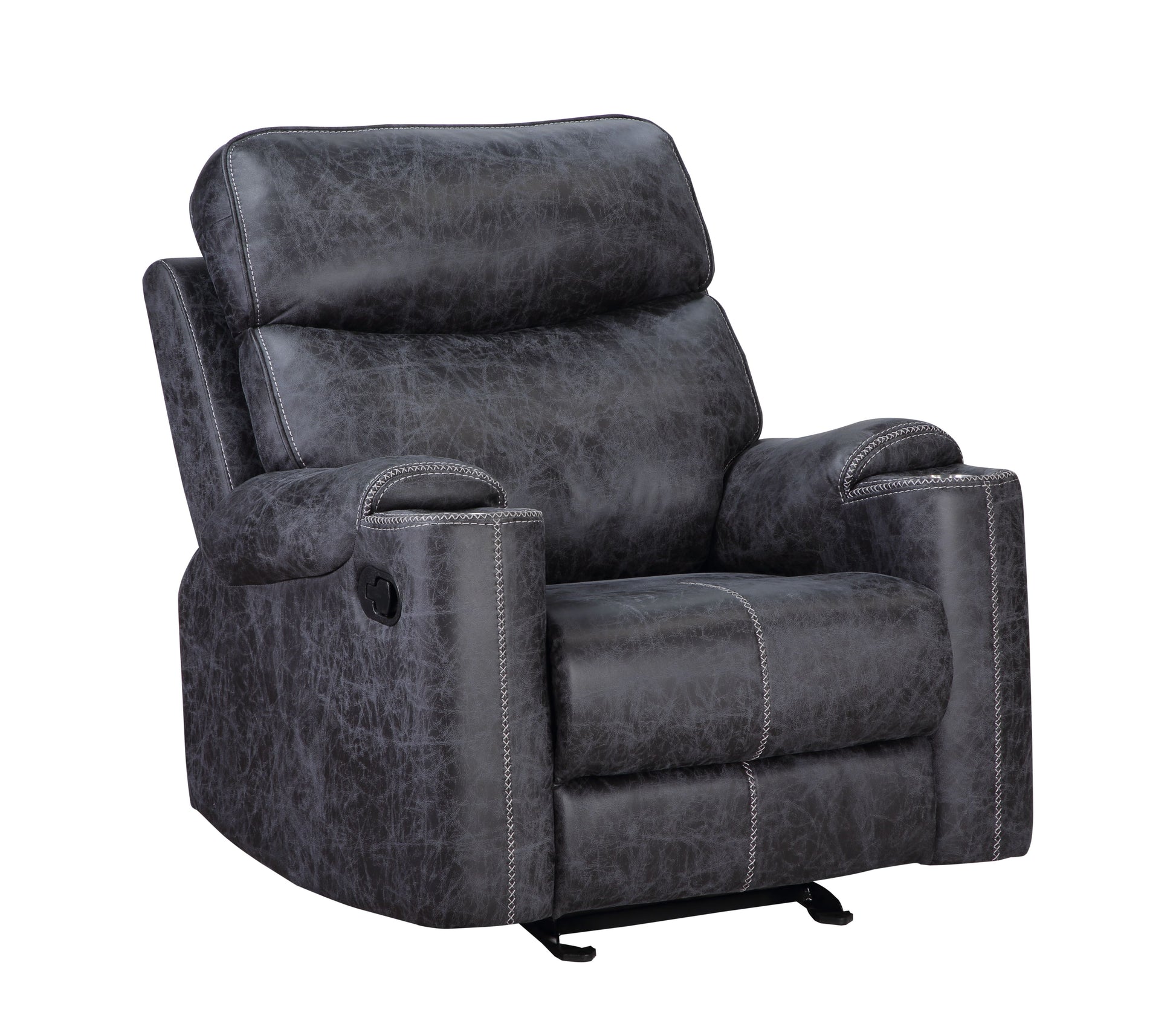 Hirah Dark Gray Microfiber Manual Recliner Chair with Cupholder Function FredCo