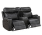 Hirah Dark Gray Microfiber Manual Recliner Loveseat with Cupholder Function and Built-in USB Port FredCo