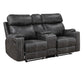 Hirah Dark Gray Microfiber Manual Recliner Loveseat with Cupholder Function and Built-in USB Port FredCo
