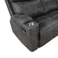 Hirah Dark Gray Microfiber Manual Recliner Sofa with Cupholder Function FredCo