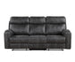 Hirah Dark Gray Microfiber Manual Recliner Sofa with Cupholder Function FredCo