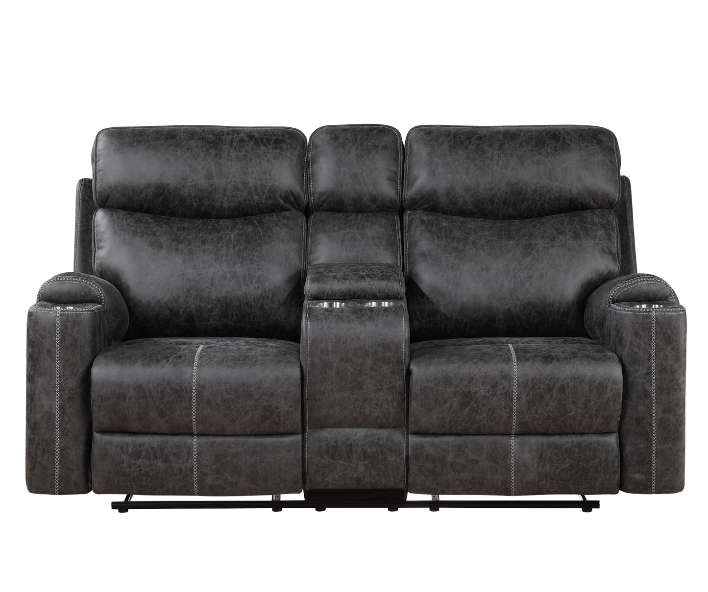 Hirah Dark Gray Polished Microfiber 3 Pieces Living Room Set FredCo