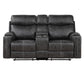 Hirah Dark Gray Polished Microfiber 3 Pieces Living Room Set FredCo