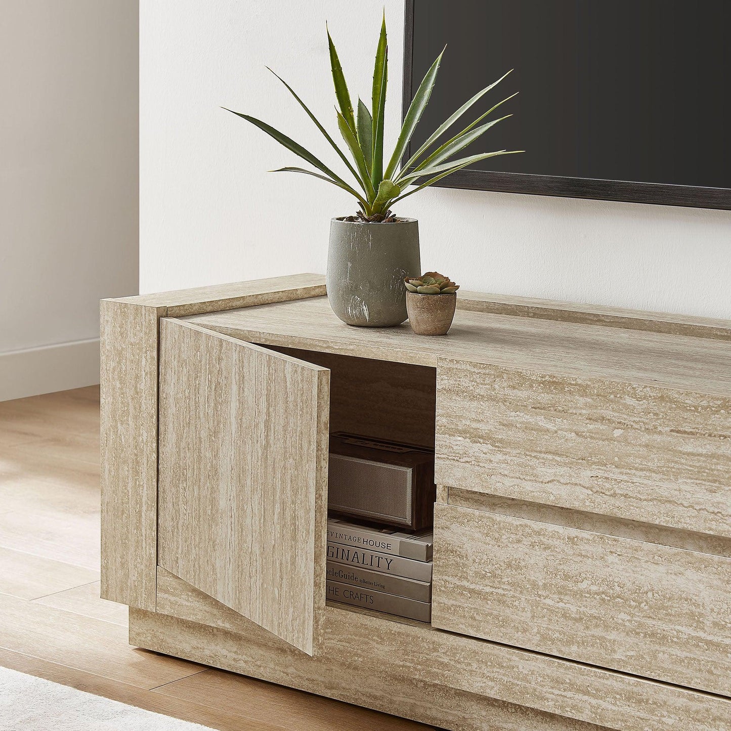 Hollis 59" Travertine TV Stand by Modway FredCo